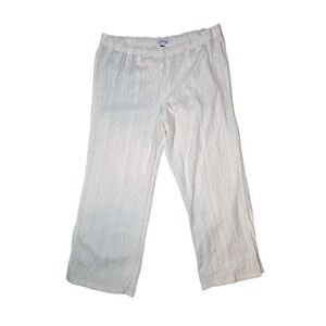 Ivory Eyelet Full Length Pull On Pants XL (16-18) Waist 38" High Rise NWOT